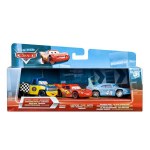 Cars Coffret 3 Vehicules miniatures :  Dexter Hoover / Flash Mc Queen / Le King Endommagé 
